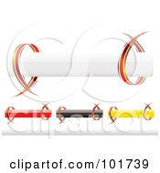 Royalty Free RF Clipart Illustration Of A Digital Collage Of Four White Red Black And Yellow Shiny Banners With Ribbons