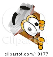 Pill Bottle Mascot Cartoon Character Peeking Around A Corner