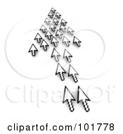 Royalty Free RF Clipart Illustration Of A Group Of Black And White Arrow Cursors In The Shape Of An Arrow by Jiri Moucka