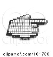 Royalty Free RF Clipart Illustration Of A 3d Black And White Pixel Hand Cursor Pointing by Jiri Moucka