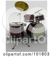 Poster, Art Print Of 3d Drum Set With Cymbals