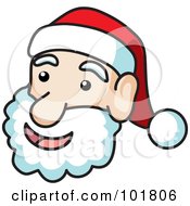 Poster, Art Print Of Jolly Santa Face With Black Outlines