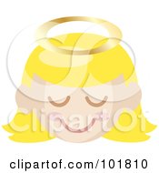 Poster, Art Print Of Blond Angel Girl With A Halo And Pink Cheeks