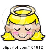 Poster, Art Print Of Blond Angel Girl Face With Pink Cheeks