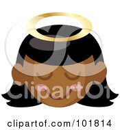 Royalty Free RF Clipart Illustration Of A Black Angel Girl With A Halo And Pink Cheeks by Rosie Piter