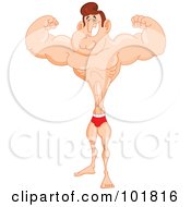 Royalty Free RF Clipart Illustration Of A Muscle Man With Huge Arms