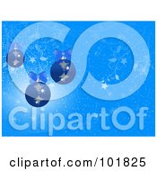 Poster, Art Print Of Blue Christmas Background Of Mosaic Baubles And Bows Over Sparkles