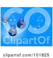 Royalty Free RF Clipart Illustration Of A Blue Christmas Background Of Mosaic Baubles And Bows Over Sparkles