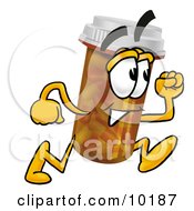 Pill Bottle Mascot Cartoon Character Running
