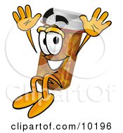Clipart Picture Of A Pill Bottle Mascot Cartoon Character Jumping