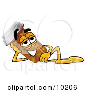 Pill Bottle Mascot Cartoon Character Resting His Head On His Hand