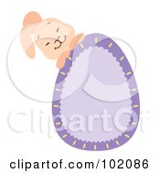 Royalty Free RF Clipart Illustration Of A Rabbit Behind A Purple Easter Egg by Cherie Reve