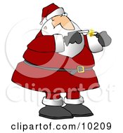 Santa Smoking A Cigarette On A Smoke Break