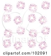 Poster, Art Print Of Background Of Pink Circles With Purple Music Notes On White