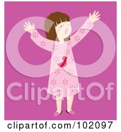 Royalty Free RF Clipart Illustration Of A Sleepy Girl Holding Her Arms Up And Yawning by Cherie Reve