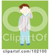 Poster, Art Print Of Little Boy Standing And Yawning