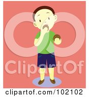Poster, Art Print Of Little Boy Standing And Eating Cookies