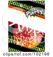 Poster, Art Print Of Green Disco Party Background With A Red Ball And Dancing Feet