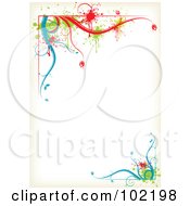 Poster, Art Print Of Colorful Floral Vine Border Around White Copyspace