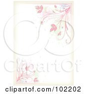 Poster, Art Print Of Pink Floral Vine And Splatter Border Around White Copyspace