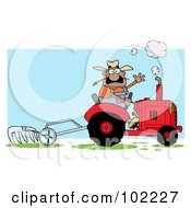 Poster, Art Print Of Hispanic Male Farmer Waving And Operating A Tilling Tractor