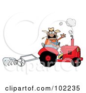 Poster, Art Print Of Hispanic Farmer Waving And Tilling A Field With A Tractor