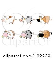 Royalty Free RF Clipart Illustration Of A Digital Collage Of Six Cows 3