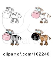 Royalty Free RF Clipart Illustration Of A Digital Collage Of Six Baby Cows