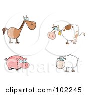 Poster, Art Print Of Digital Collage Of A Farm Horse Cow Pig And Sheep
