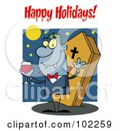 Poster, Art Print Of Happy Holidays Greeting Over A Halloween Vampire