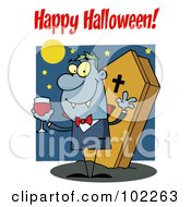 Poster, Art Print Of Happy Halloween Greeting Over A Vampire