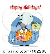 Poster, Art Print Of Happy Holidays Greeting Over A Halloween Pumpkin