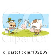 Poster, Art Print Of Caucasian Farmer With His Cattle