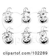 Royalty Free RF Clipart Illustration Of Outlines Of Animals In Halloween Pumpkins by Hit Toon