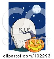 Poster, Art Print Of Jack O Lantern By A Tombstone