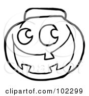 Poster, Art Print Of Outlined Happy Jack O Lantern Pumpkin