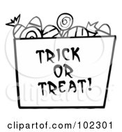 Poster, Art Print Of Black And White Trick Or Treat Bucket Of Candy