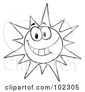 Poster, Art Print Of Outlined Sunny Face Smiling