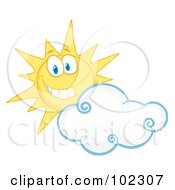 Royalty Free RF Clipart Illustration Of A Sunny Face Smiling Behind A Cloud