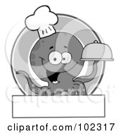 Royalty Free RF Clipart Illustration Of A Grayscale Octopus Chef Logo