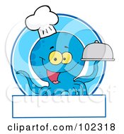 Poster, Art Print Of Blue Octopus Chef Logo