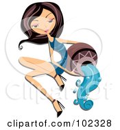 Poster, Art Print Of Beautiful Aquarius Zodiac Woman Pouring Water