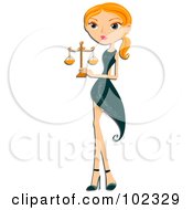 Royalty Free RF Clipart Illustration Of A Beautiful Libra Zodiac Woman Carrying Scales