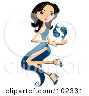 Royalty Free RF Clipart Illustration Of A Beautiful Pizces Zodiac Woman With Fish
