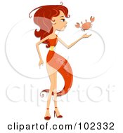 Royalty Free RF Clipart Illustration Of A Beautiful Cancer Zodiac Woman With A Crab