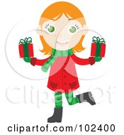 Poster, Art Print Of Irish Christmas Girl Holding Presents