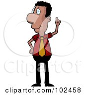 Royalty Free RF Clipart Illustration Of A Black Businessman With An Idea Holding A Finger Up by Cory Thoman