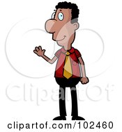 Royalty Free RF Clipart Illustration Of A Black Businessman Smiling And Waving by Cory Thoman