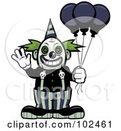 Poster, Art Print Of Scary Clown Waving And Holding Balloons
