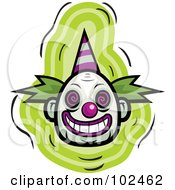Royalty Free RF Clipart Illustration Of An Evil Clown Face With A Party Hat by Cory Thoman